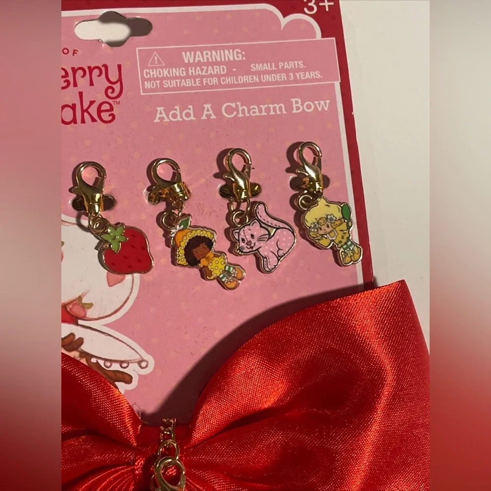 Strawberry Shortcake Red Hair Bow Clip Add A Charm Bow. 5 Charms Included New